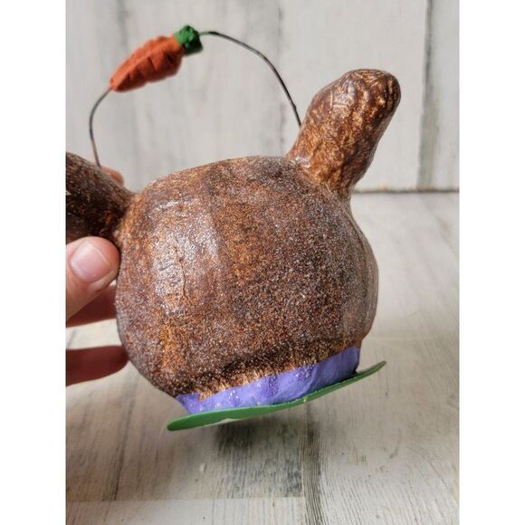 Dept 56 23867 Paper Mache bunny basket mini Easter figure - Picture 6 of 7